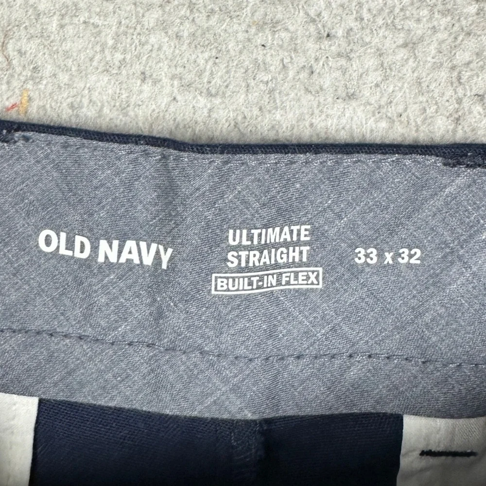 NEW Old Navy Pants Mens 33X32 Navy Blue Ultimate Straight Built-In Flex Chinos
